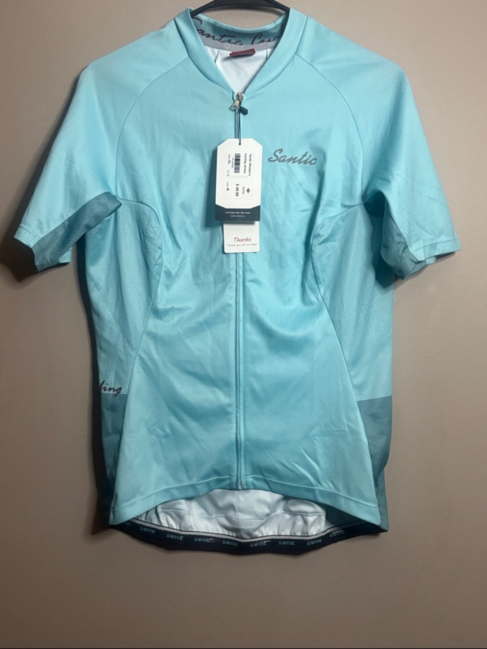 Santic Light Blue Short Sleeve Cycling Jersey Medium